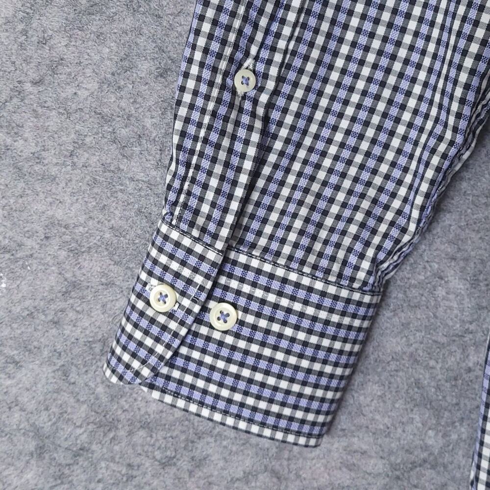 Peter Millar Check Dress Shirt Medium Blue Purple Preppy Business Casual - Picture 8 of 11
